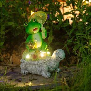 Turtle Solar Lights Outdoors Garden Statue Lawn‎ Ornaments Turtle Frog Solar